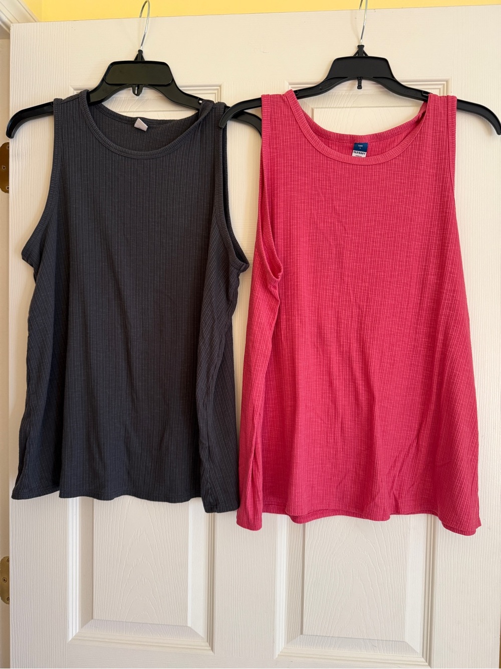 Old Navy Ribbed Tank Tops - Charcoal & Hot Pink